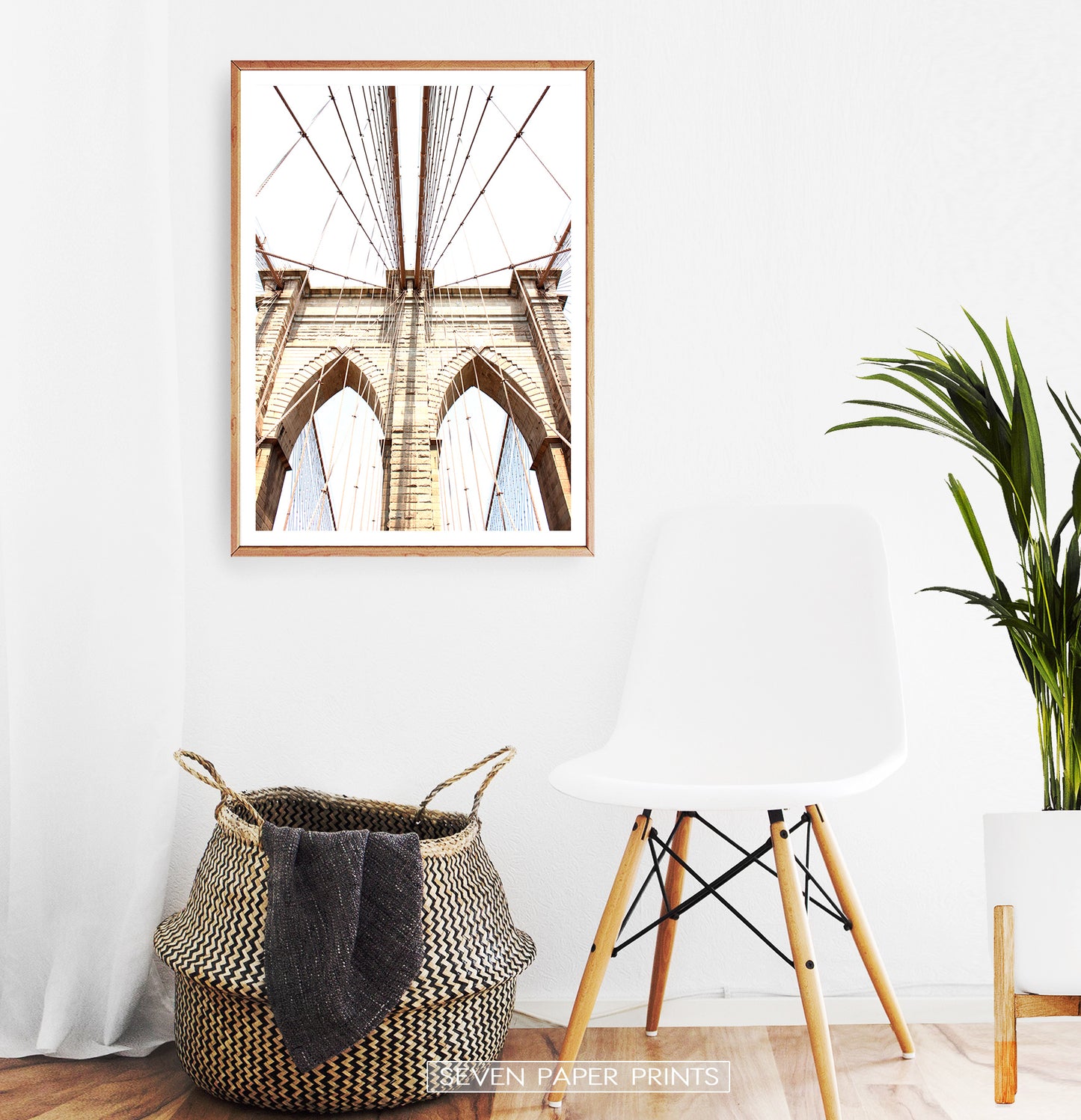 Brooklyn Bridge In Between Cables Net Photography Print