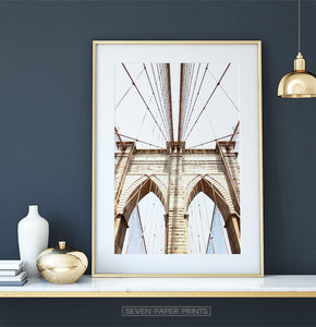 Brooklyn Bridge In Between Cables Net Photography Print