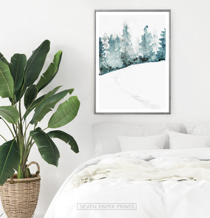 Gray-Framed On White Bedroom Wall
