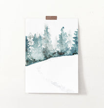 Load image into Gallery viewer, Snowy Hill Traces In Forest Watercolor Wall Decor

