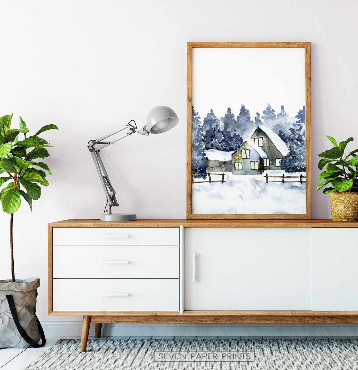 Wood-framed on wooden cabinet