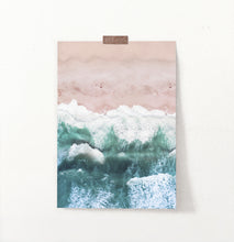 Load image into Gallery viewer, Pink Beach and Green Sea Water Aerial Photography Wall Art
