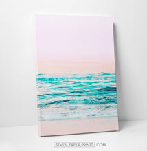 Load image into Gallery viewer, Pink beach and blue waves canvas set of 3 #133
