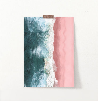 Turquoise Waves Pink Beach Aerial Ocean Photography