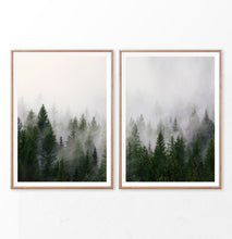 Load image into Gallery viewer, Green Misty Forest 2 Piece Wall Art
