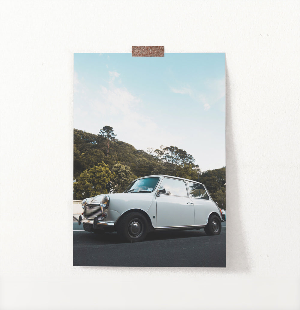 White Vintage Car Travel Wall Art