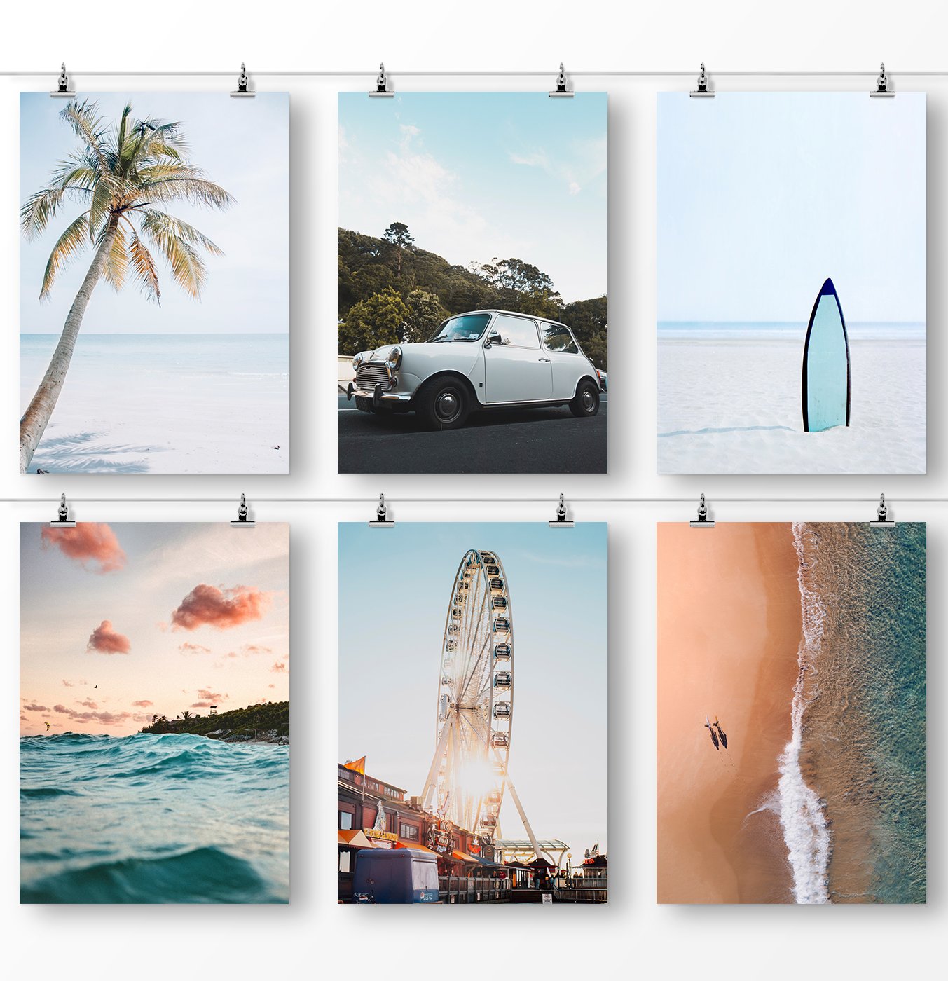 Coastal art home decor, 6 piece wall art, set of 6 beach prints