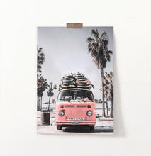 Load image into Gallery viewer, VW Pink Retro Bus Art Print with Front View
