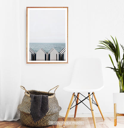 Sea View with Beach Cabins Wall Art