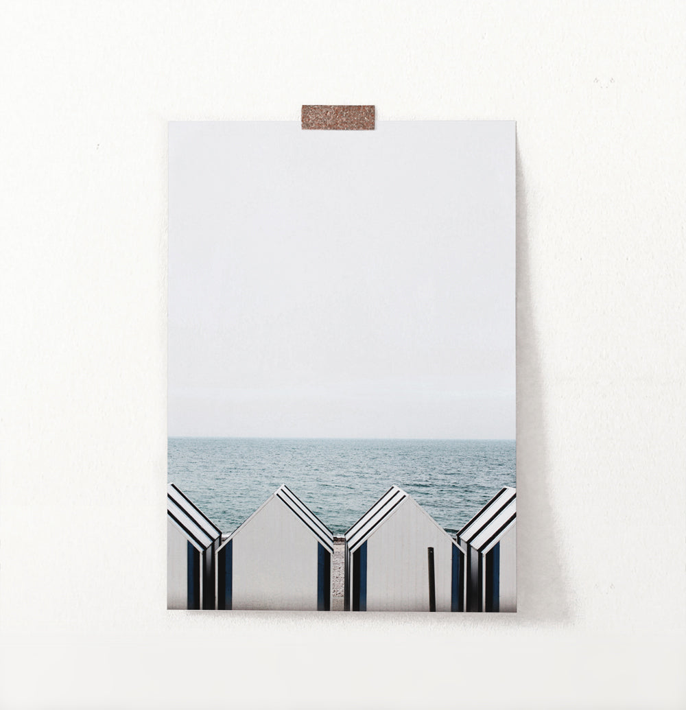 Sea View with Beach Cabins Wall Art