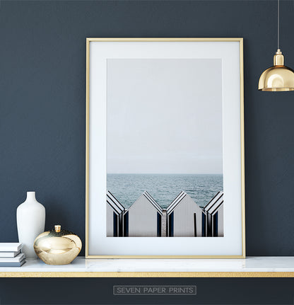 Sea View with Beach Cabins Wall Art