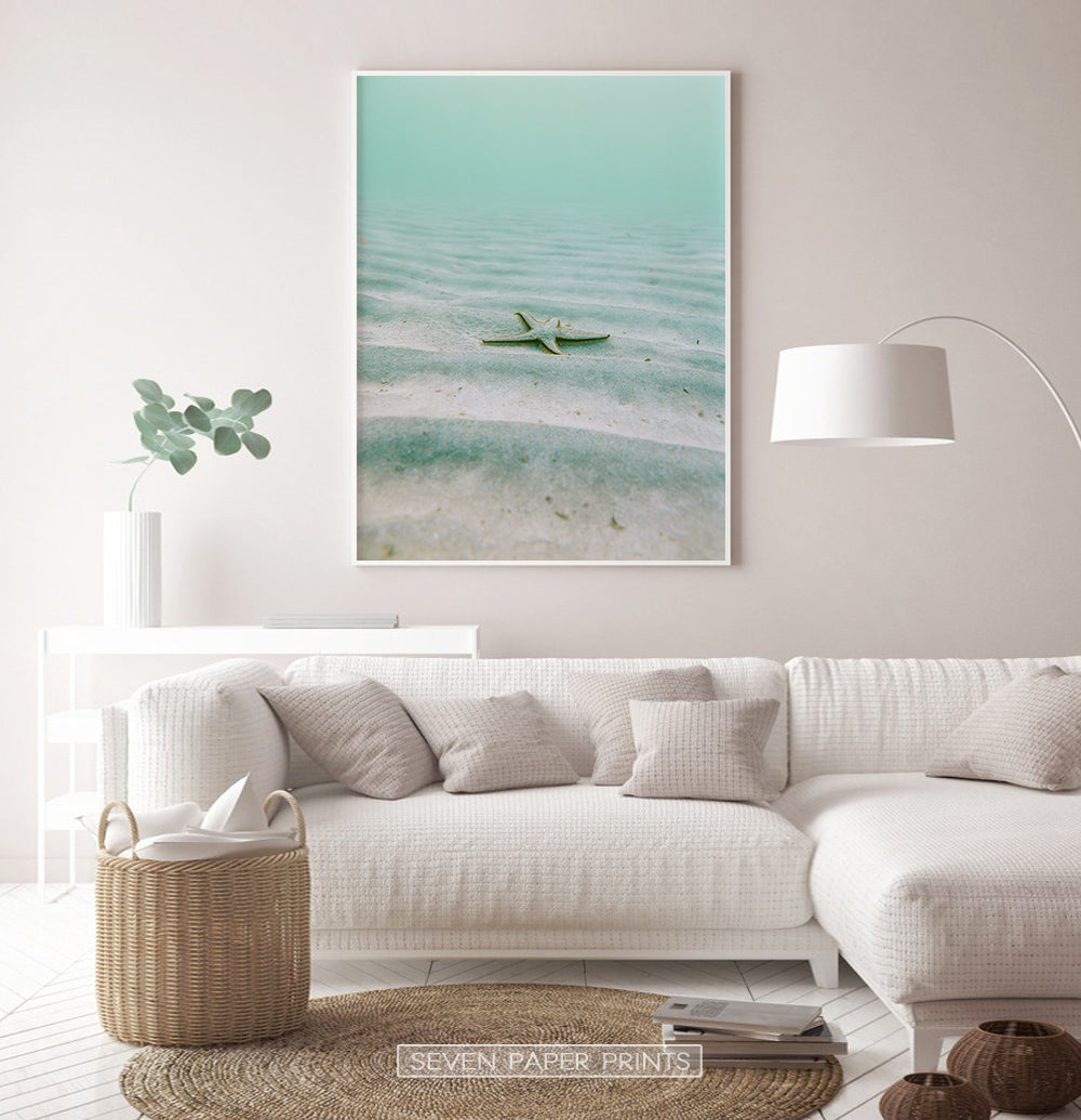 Green Starfish in Turquoise Ocean Water Print – Seven Paper Prints