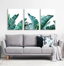 Load image into Gallery viewer, Tropical palm leaf canvas wall art set of 3 #148
