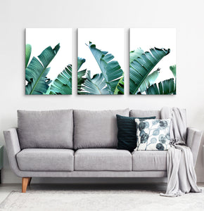 Tropical palm leaf canvas wall art set of 3 #148