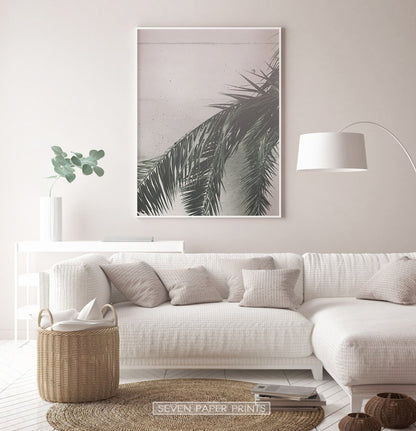 Palm Leaf on Pink Living room Wall Art