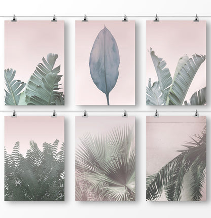 Banana Leaf, Palm Tree Décor, Pink Wall Art, Tropical Print Wall Art