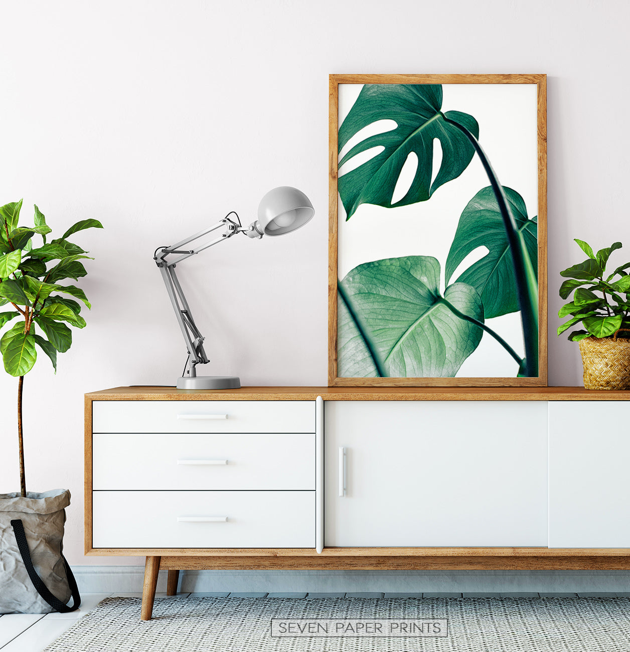 Monstera Leaves in Frame under Cabinet