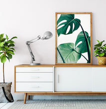 Load image into Gallery viewer, Monstera Leaves in Frame under Cabinet
