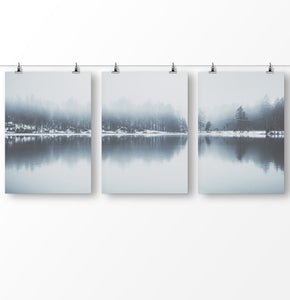 Lake house decor, lake reflection wall art, Forest prints, Modern minimalist landscape, Scandinavian wall art