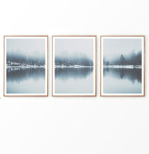 Load image into Gallery viewer, Blue Winter Lake Forest Set of 3 Prints
