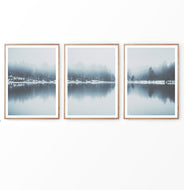 Blue Winter Lake Forest Set of 3 Prints