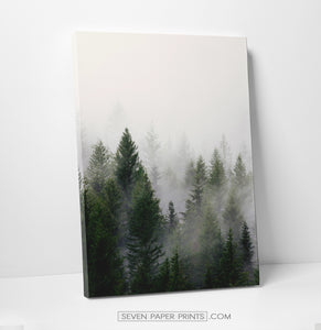 Green foggy forest canvas set of 3 prints #152