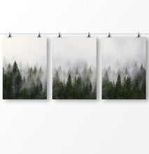 Load image into Gallery viewer, Forest Photography, Misty Forest, Nature Art, Set of 3 Forest Printable, Trees Wall Art, Green Wall Art, Foggy Landscape
