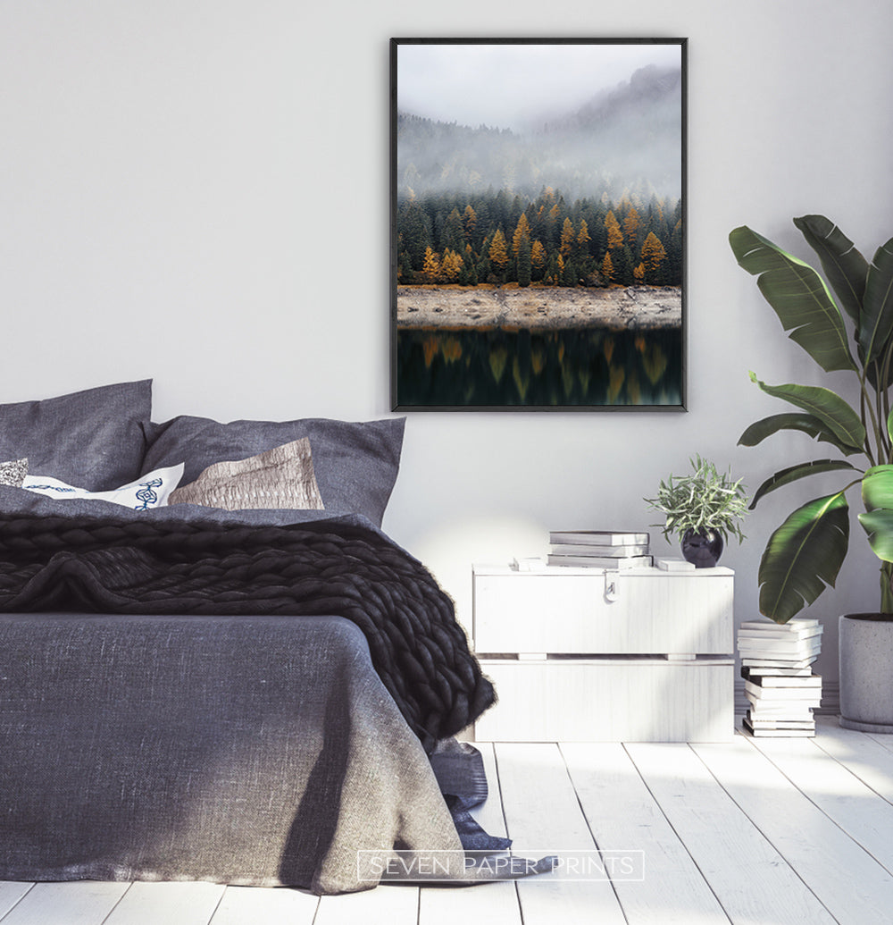Black-framed in a dark-gray bedroom