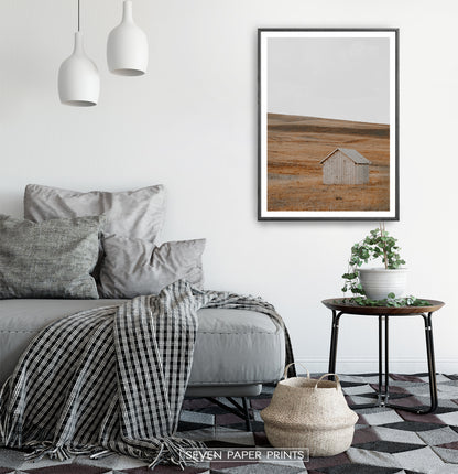 Black-framed in a white&gray bedroom