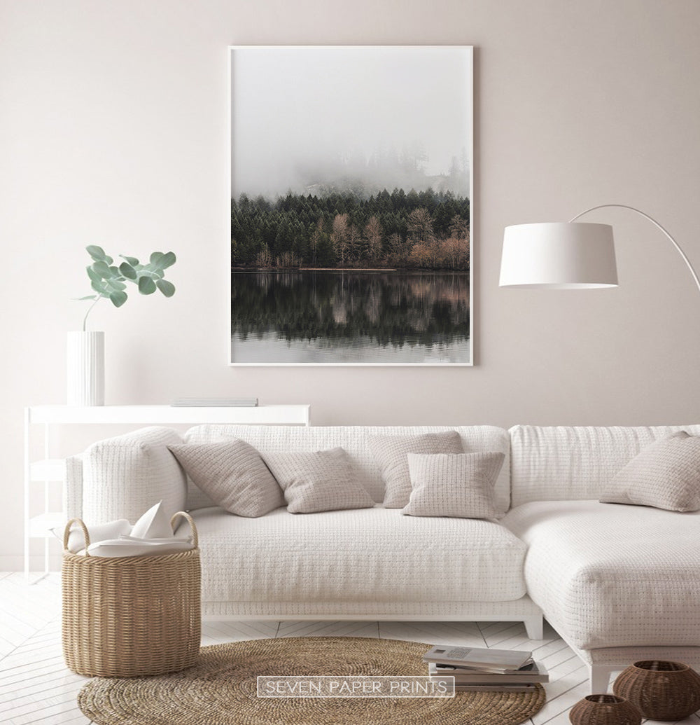 White-framed in the living room with white sofa