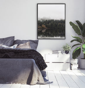 Black-framed in a dark-gray bedroom