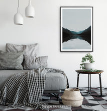 Load image into Gallery viewer, Teal Mountain Mirror Lake Nordic Landscape Wall Art
