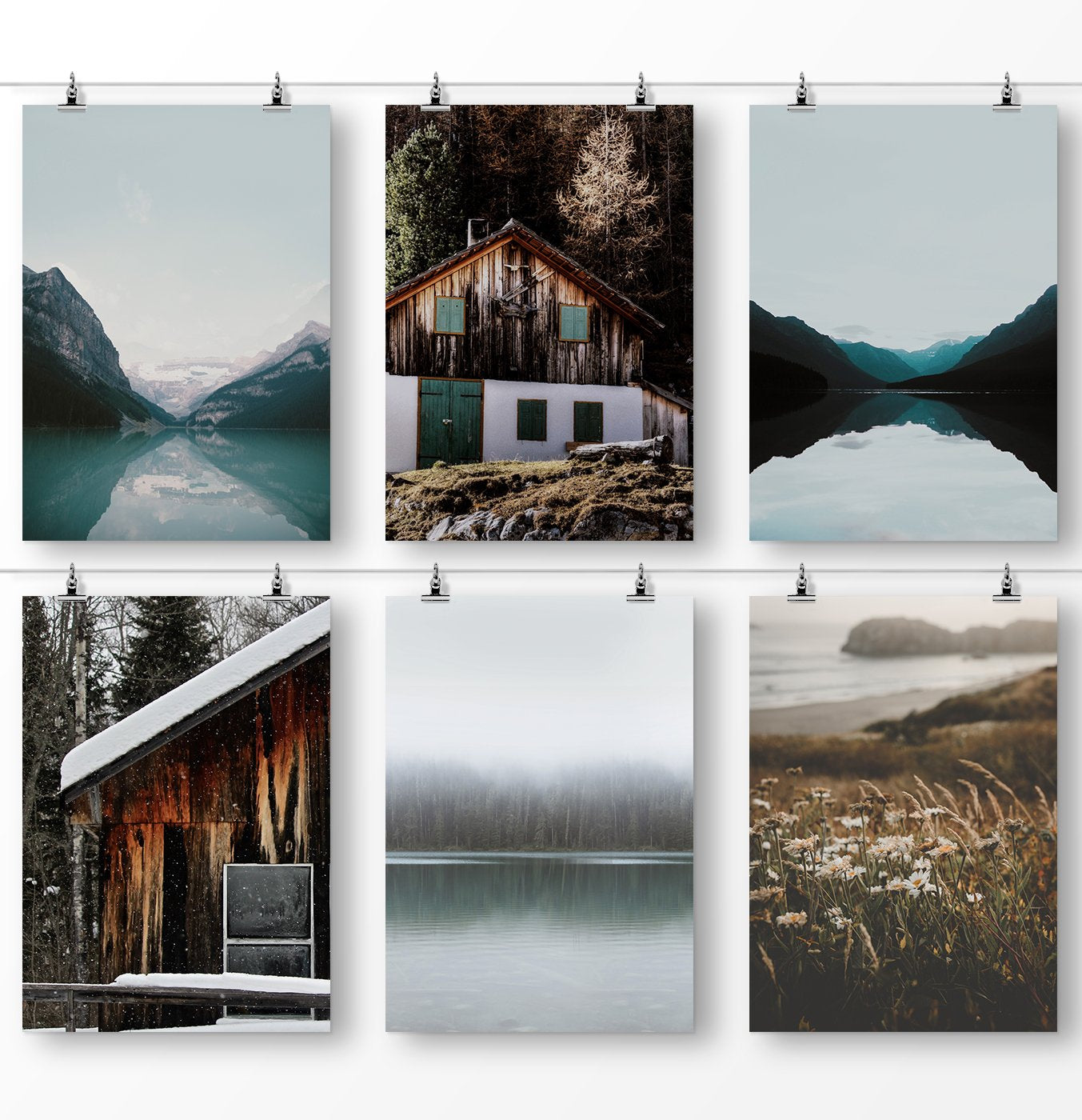 Nature wall art, Mountain lakes, old barn, Farmhouse Print, Mountain Photo, Shabby Chic Farmhouse, Modern Farmhouse, Meadow, Set of 6, Travel Landscape