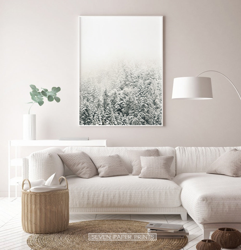 White-framed Snowy Branches Spruce Forest Photo Wall Art