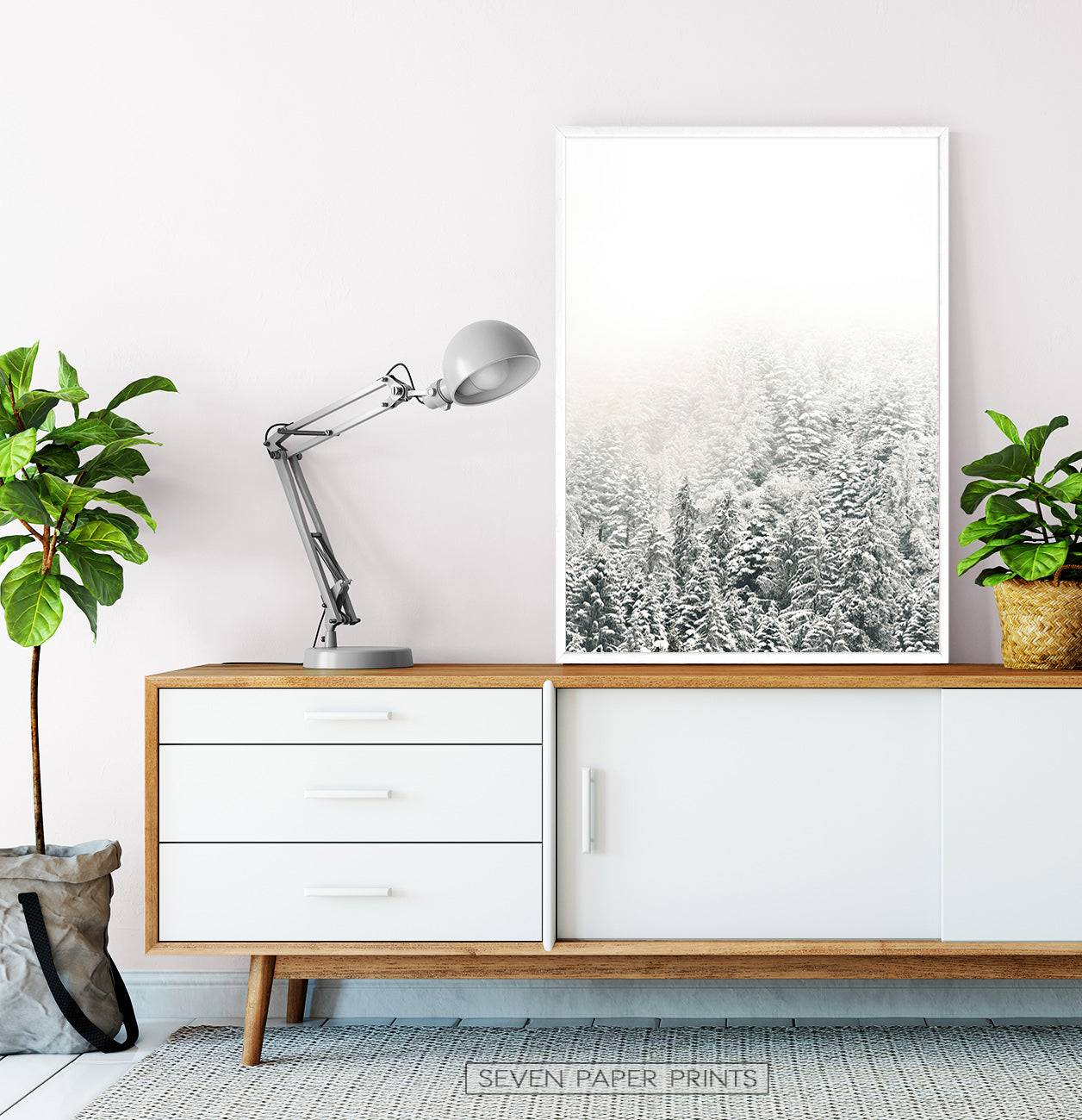 White-framed Snowy Branches Spruce Forest Photo Wall Art