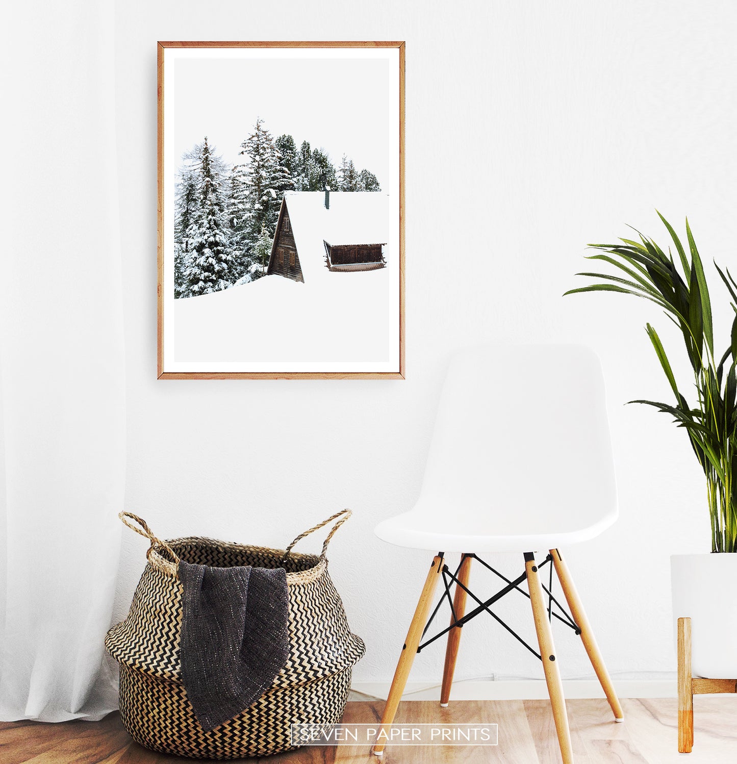 Wooden-framed Snowy House In A Winter Forest Poster