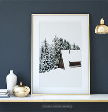 Load image into Gallery viewer, Gold-framed Snowy House In A Winter Forest Poster
