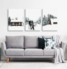 Load image into Gallery viewer, Moose winter and winter nature set of 3 canvases #161
