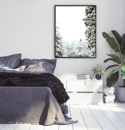 Black-framed Covered In Snow Forest Clearing Wall Art