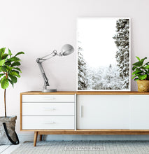 Load image into Gallery viewer, White-framed Covered In Snow Forest Clearing Wall Art
