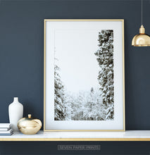 Load image into Gallery viewer, Gold-framed Covered In Snow Forest Clearing Wall Art
