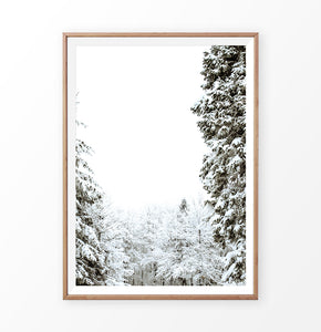Wood-framed Covered In Snow Forest Clearing Wall Art