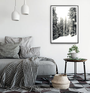 Black-framed Snowdrift In A Winter Forest Photo Print