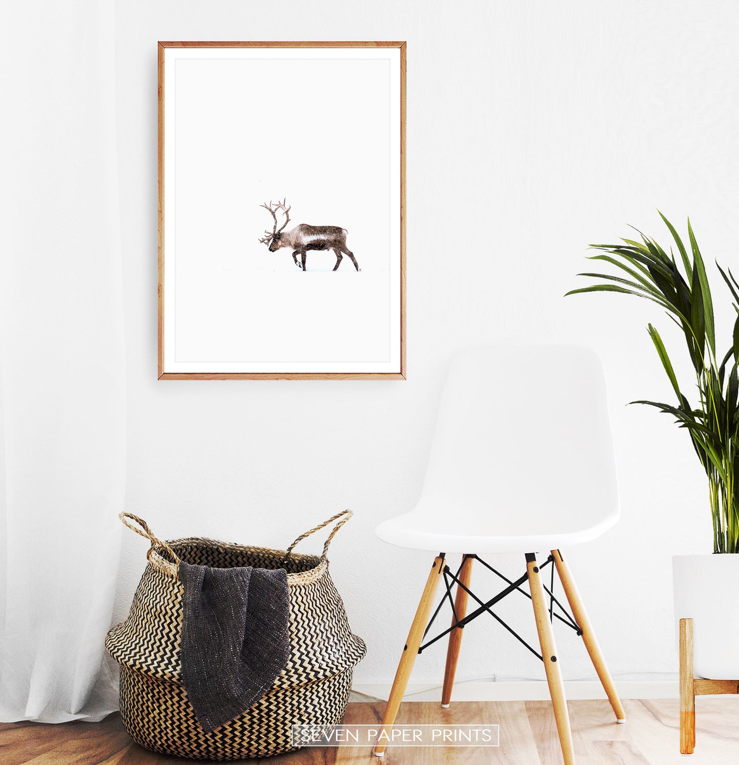 Deer Walking Through White Nowhere Photo Print