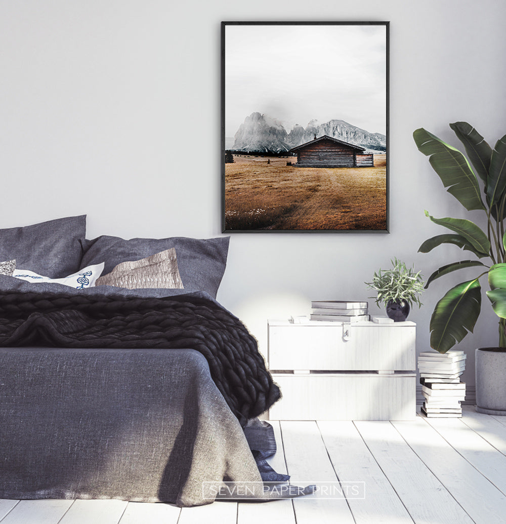 Black-framed in a dark-gray bedroom