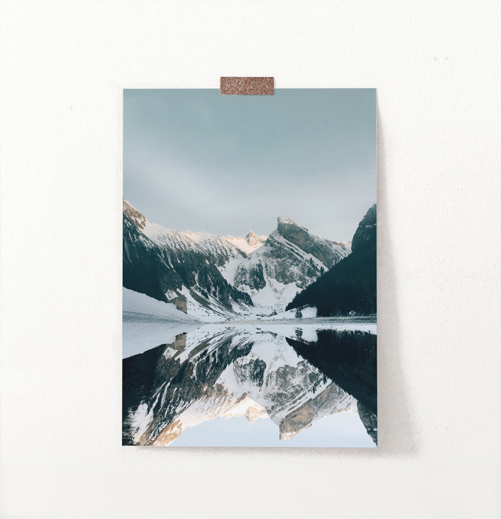 Snowy Mountains Reflecting In A Lake Wall Decoration