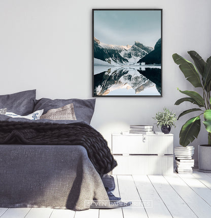 Black-framed in a dark-gray bedroom
