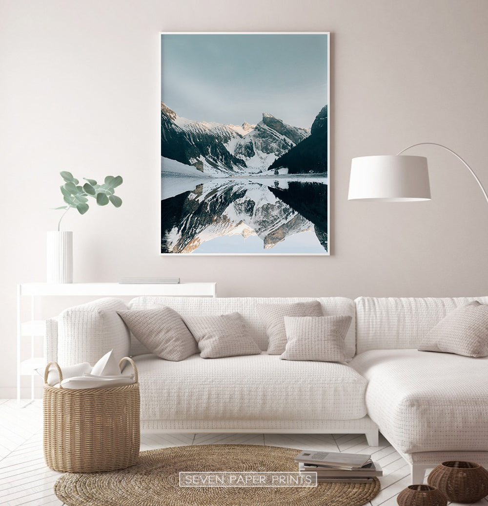 White-framed in the living room with white sofa