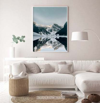 White-framed in the living room with white sofa