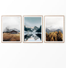 Load image into Gallery viewer, Old Barn and Misty Mountains Set of 3 Prints
